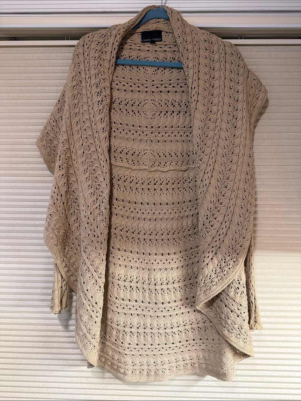 Cynthia Rowley Beige Open-Front Crochet Cardigan